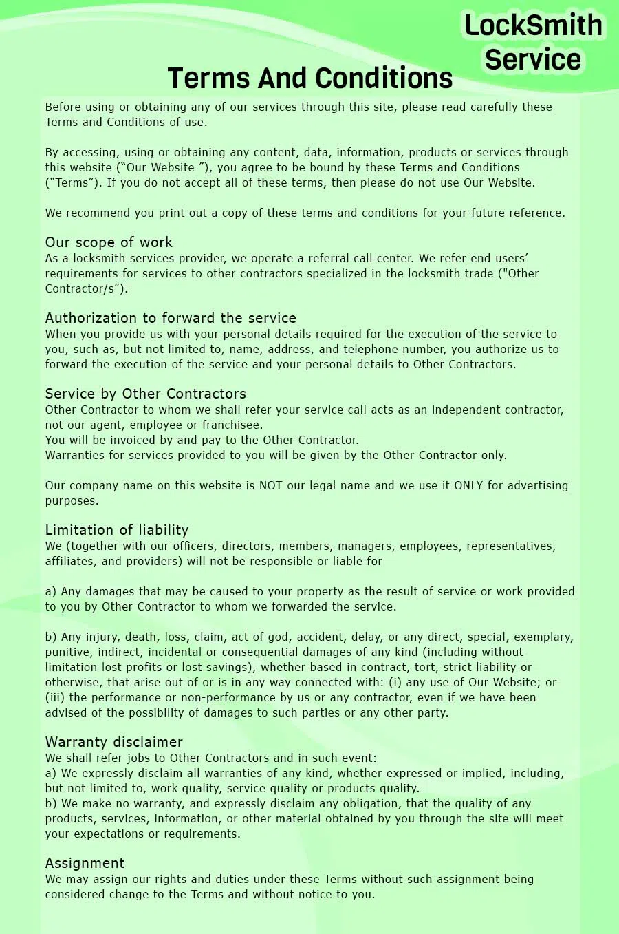 Chicago Top Locksmith, Chicago, IL 312-525-2036 - terms-ls